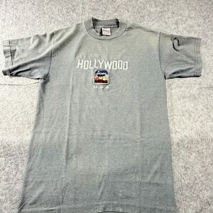 Intex Vintage 1990s HOLLYWOOD Embroidered T-Shirt Made In USA Size Medium‎